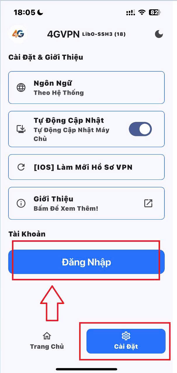 Đăng nhập tài khoản 4GVPN