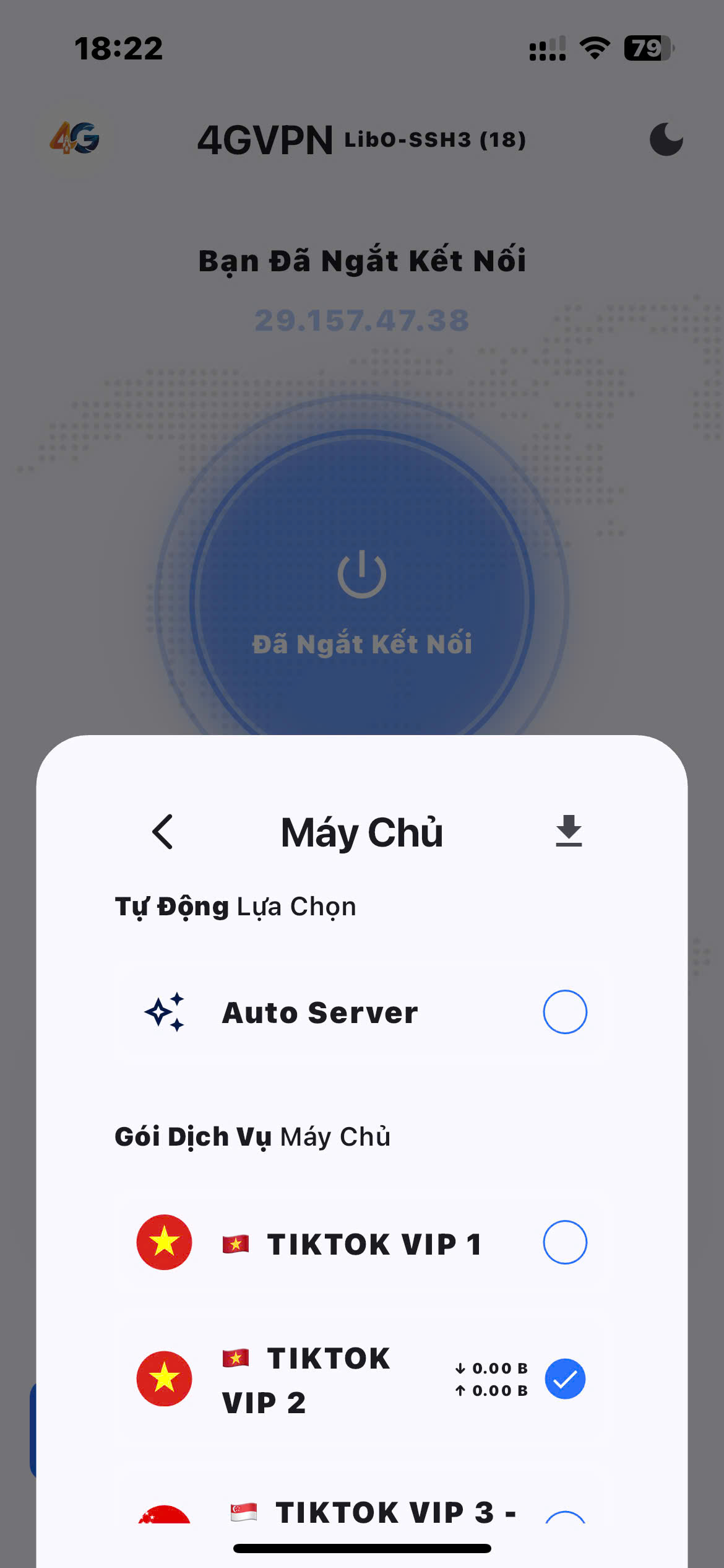 Chọn máy chủ 4GVPN