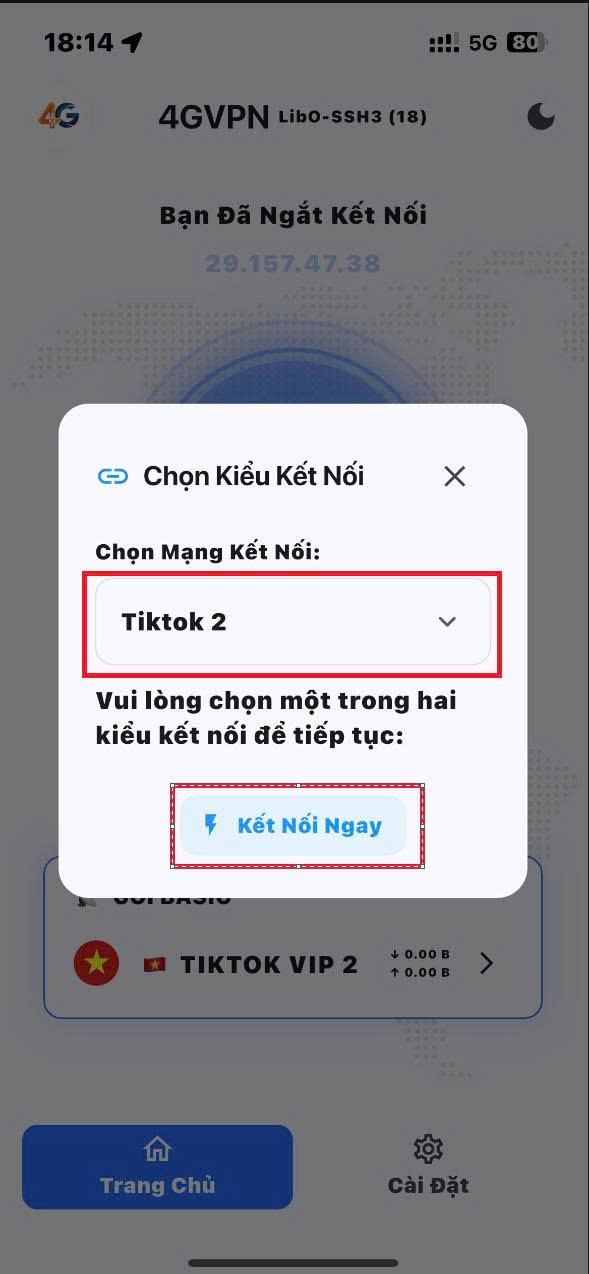 Chọn Tiktok 4GVPN
